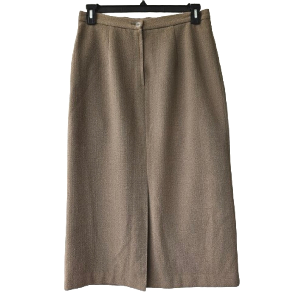 Vintage midi pencil skirt back slit taupe grey color EU size 40 (US M)